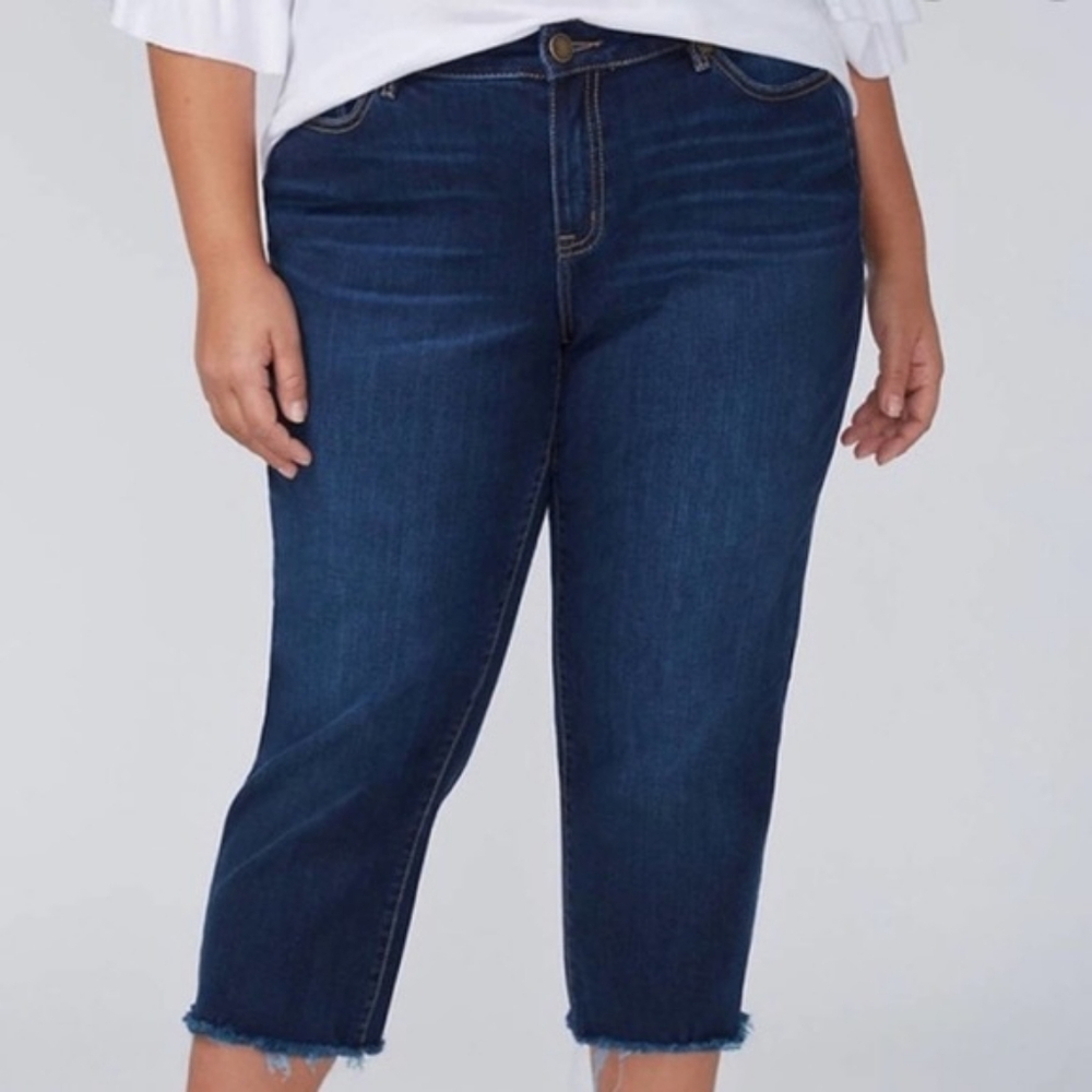 Lane Bryant Girlfriend Crop Dark Blue Denim Jeans